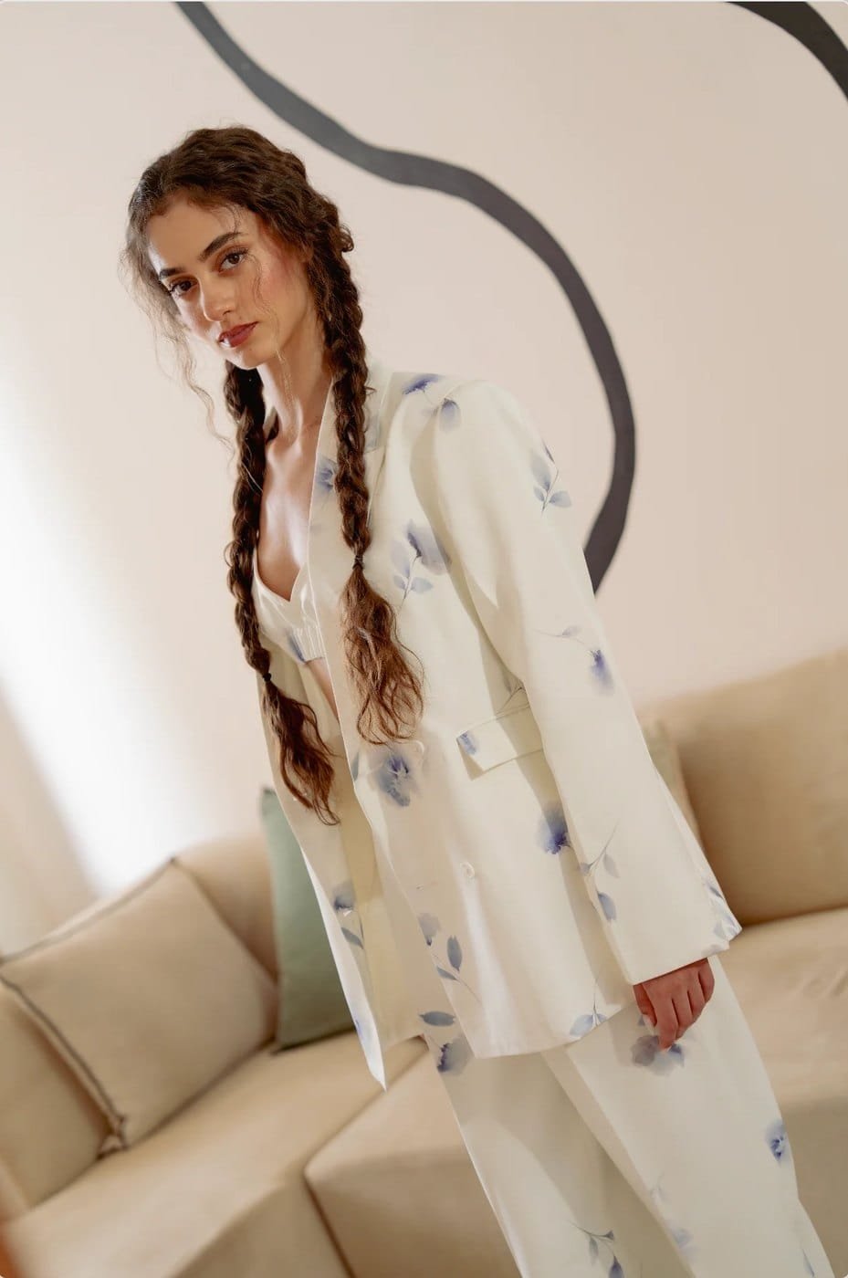 Watercolour floral print on a finished YDEE garment