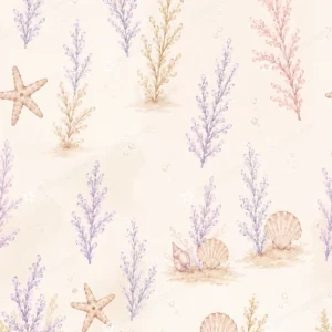 Pastel Coral & Seashell Pattern