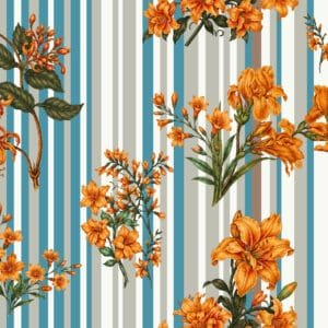 Blue Stripe Marigold Floral