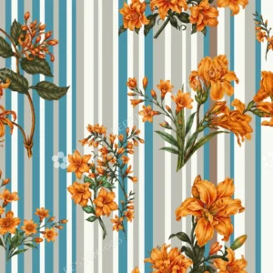 Blue Stripe Marigold Floral