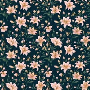 Dark Teal Night Garden Floral Jaal