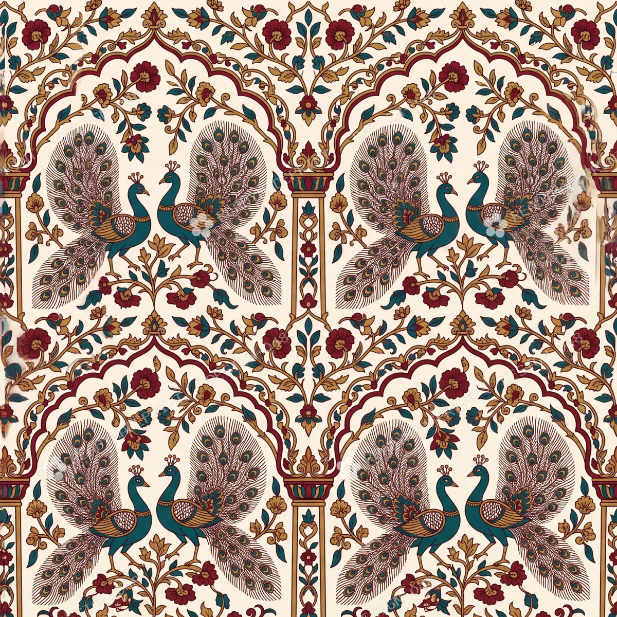 Midnight Navy Kalamkari Floral Arabesque Midnight Navy Kalamkari Floral Arabesque