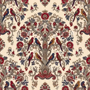 Crimson Zari Kalamkari Temple Border Jaal Crimson Zari Kalamkari Temple Border Jaal