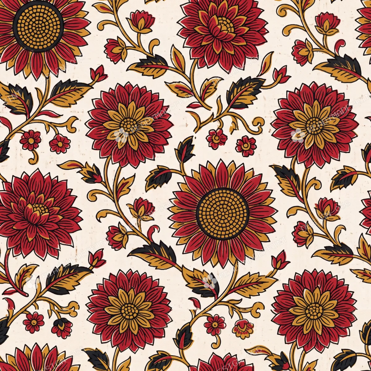 Sanganeri Marigold Bloom Block Print Sanganeri Marigold Bloom Block Print