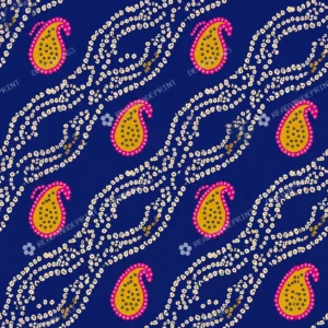 Royal Blue Bandhani Kairi Wave Print
