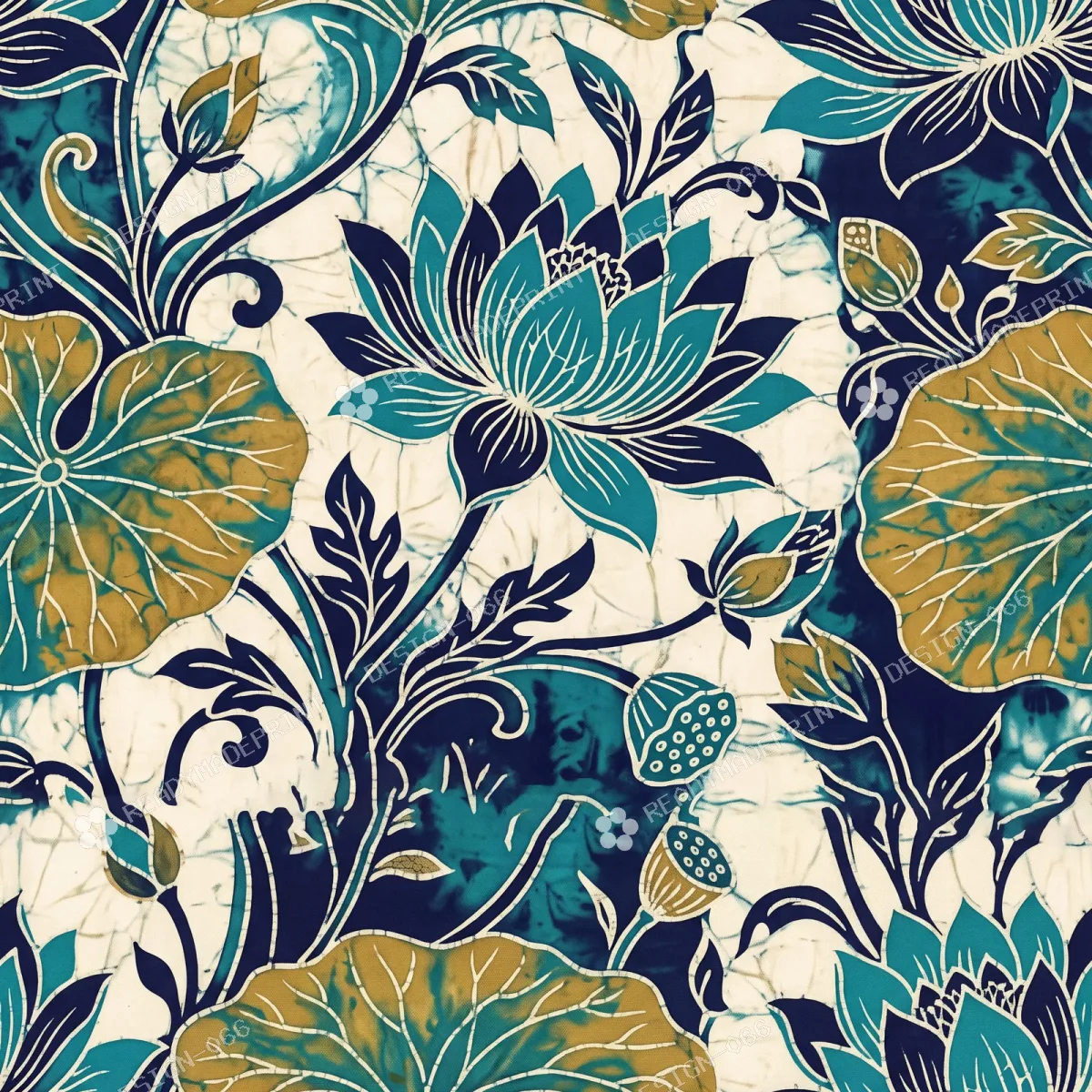 Teal Lotus Batik Botanical Jaal Teal Lotus Batik Botanical Jaal