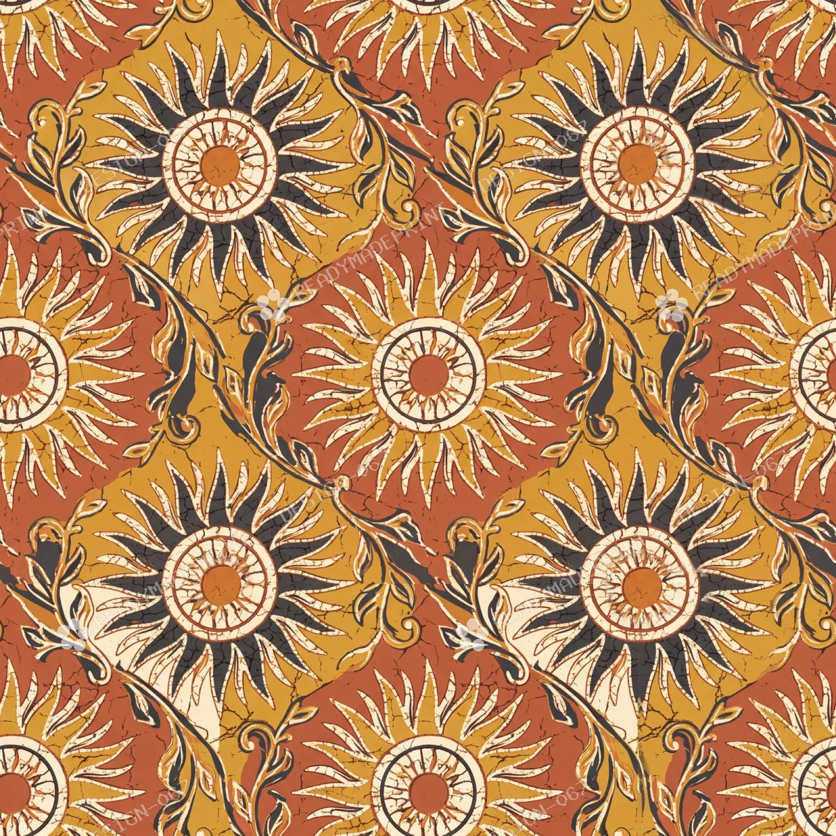 Ochre Marigold Batik Sunburst Jaal Ochre Marigold Batik Sunburst Jaal