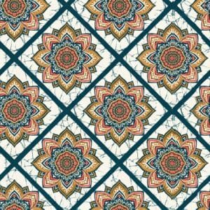 Indigo Tile Batik Medallion Grid