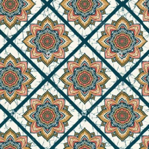 Indigo Tile Batik Medallion Grid