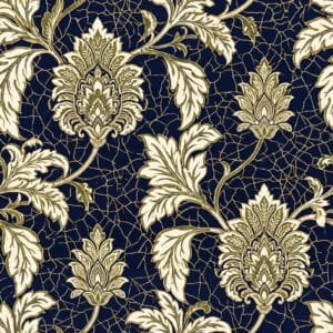 Midnight Navy Batik Damask Jaal