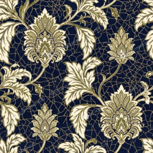 Midnight Navy Batik Damask Jaal Midnight Navy Batik Damask Jaal