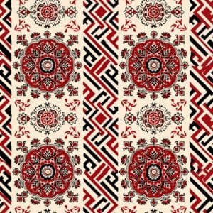 Madder Red Bagh Print Medallion Border