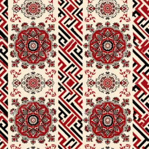 Madder Red Bagh Print Medallion Border Madder Red Bagh Print Medallion Border