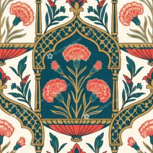 Deep Teal Block Print Arch Jaal Deep Teal Block Print Arch Jaal