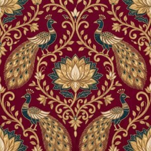 Maroon Gota Patti Peacock Jaal