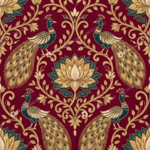 Maroon Gota Patti Peacock Jaal