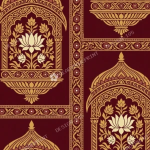Maroon Jamdani Lotus Jaal