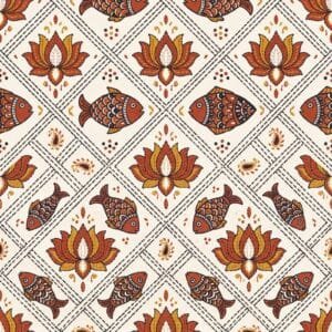Terracotta Kantha Lotus Jaal