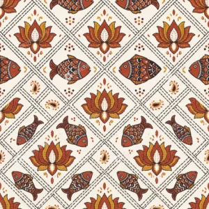 Terracotta Kantha Lotus Jaal