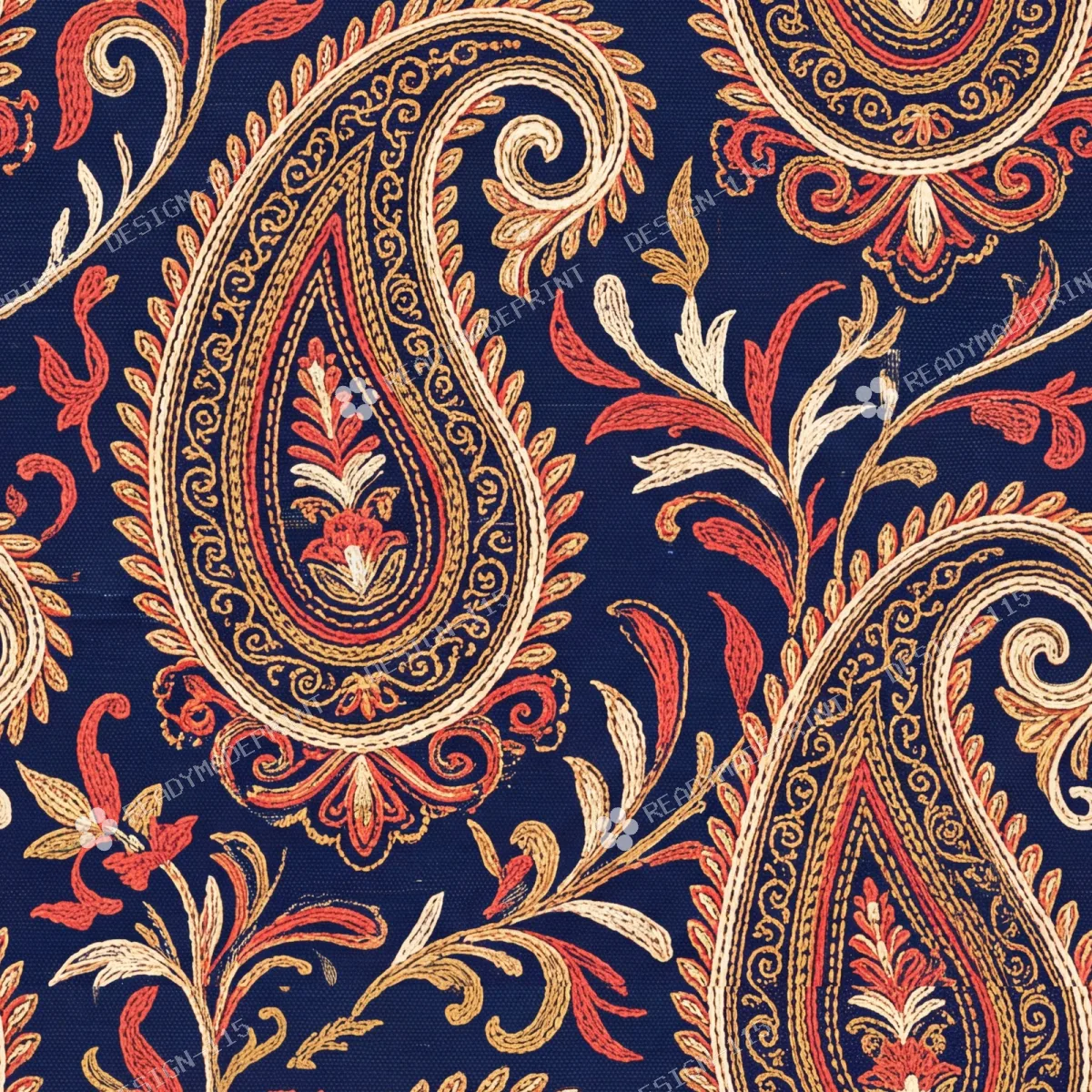 Navy Blue Kantha Paisley Jaal Navy Blue Kantha Paisley Jaal