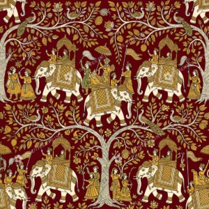Maroon Madhubani Processional Jaal
