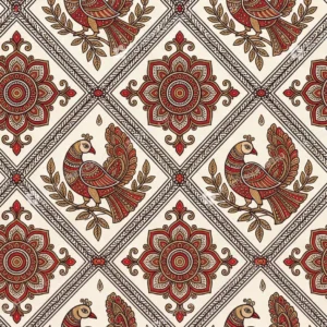 Charcoal Madhubani Peacock Jaal