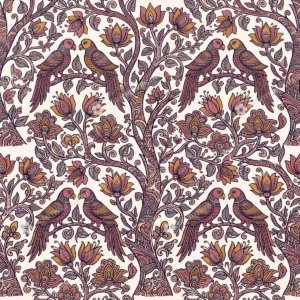 Dusty Rose Madhubani Tree of Life Jaal