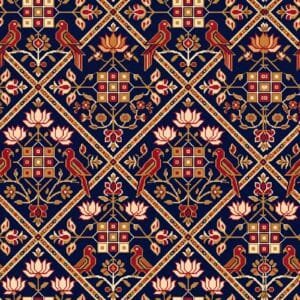 Navy Blue Patola Peacock Jaal