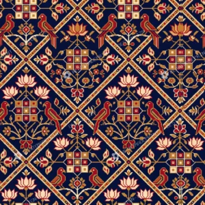 Navy Blue Patola Peacock Jaal