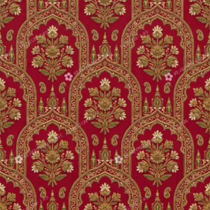 Madder Red Zardozi Arch Jaal