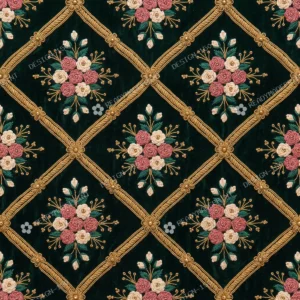 Olive Zardozi Floral Jaal