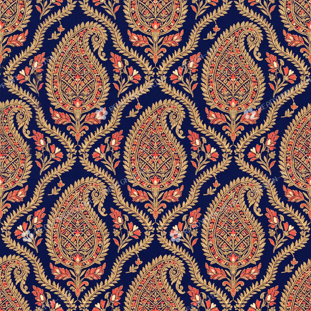 Navy Blue Zari Paisley Jaal Navy Blue Zari Paisley Jaal