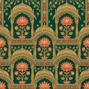 Olive Banarasi Brocade Lotus Border