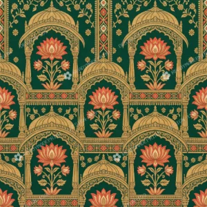 Olive Banarasi Brocade Lotus Border Olive Banarasi Brocade Lotus Border