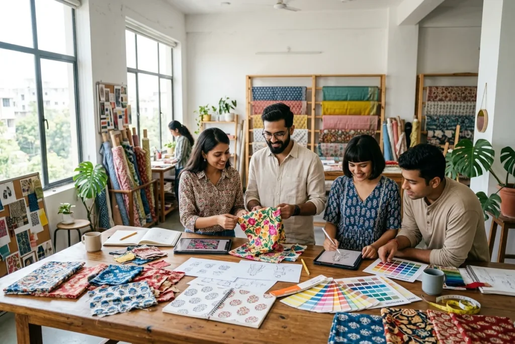 ReadyMadePrint Creative Textile Design Studio Team Collaborating on Seamless Patterns