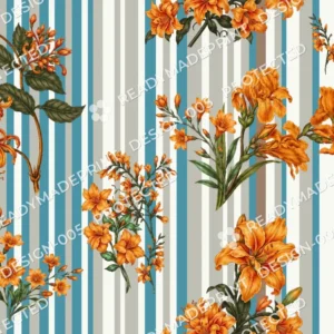 Blue Stripe Marigold Floral