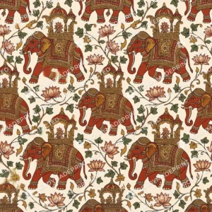 Royal Peacock Kalamkari Floral Vine