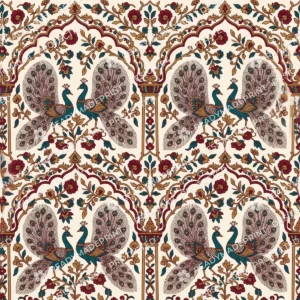 Midnight Navy Kalamkari Floral Arabesque