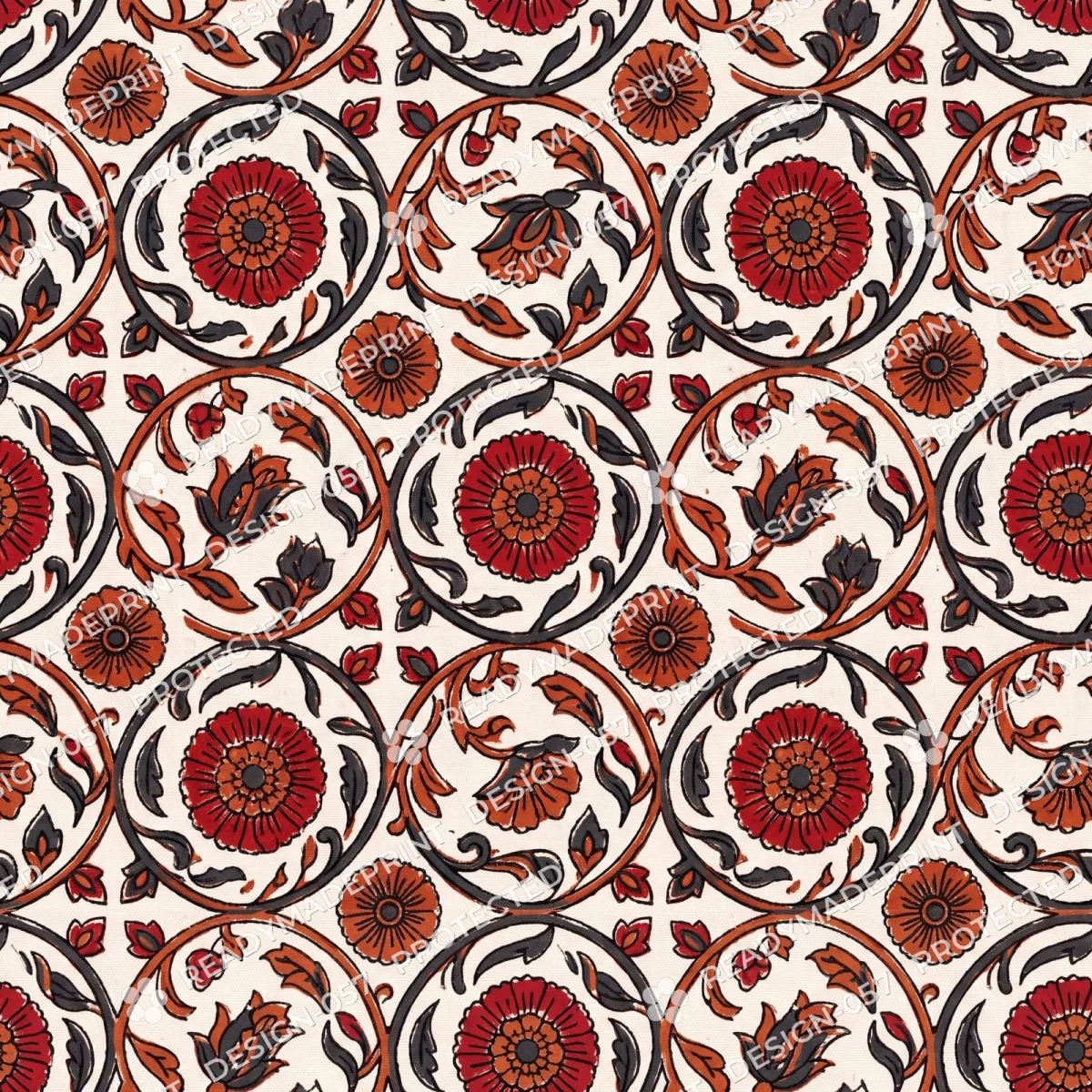 Traditional Bagh Print Wheel Lattice Jaal Traditional Bagh Print Wheel Lattice Jaal