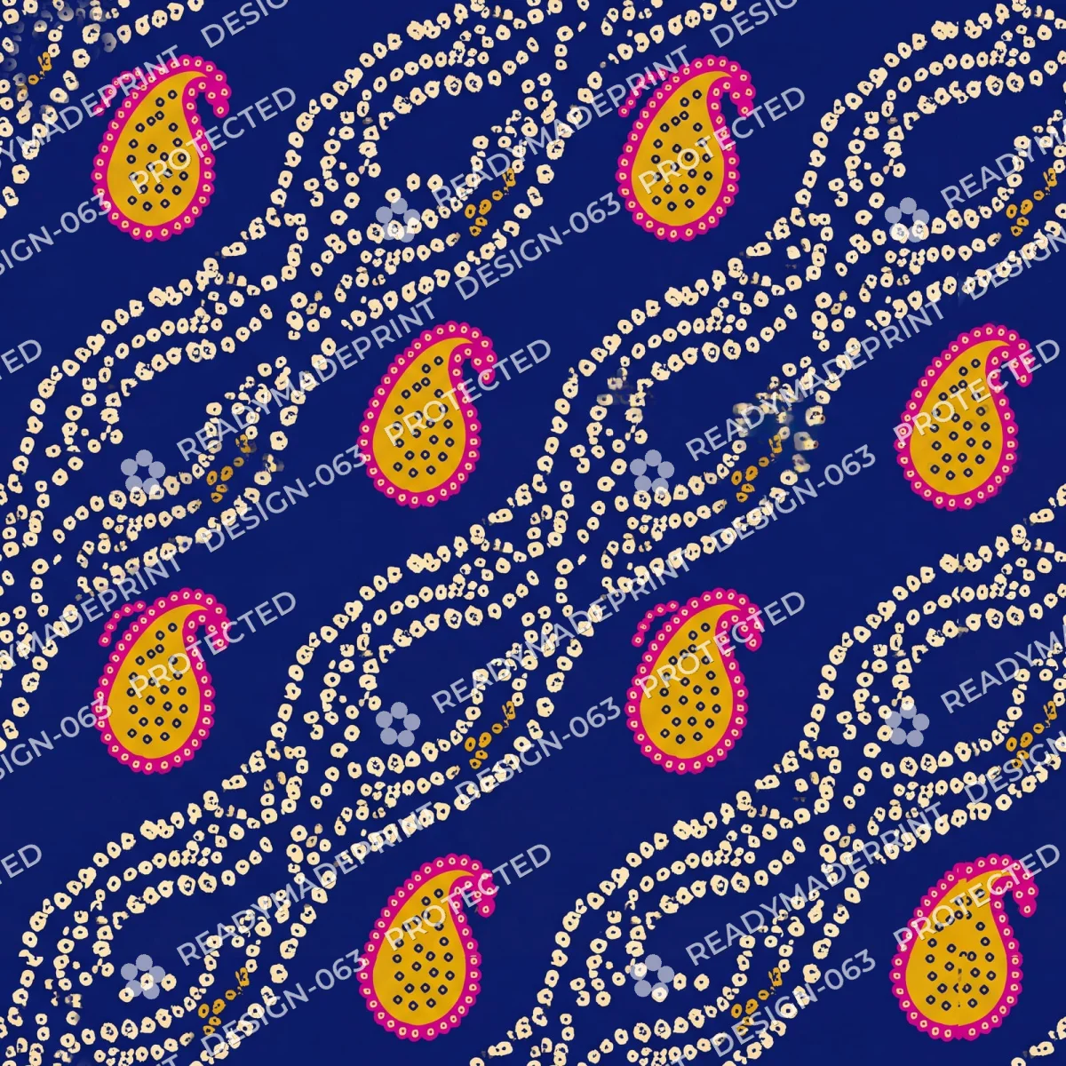 Royal Blue Bandhani Kairi Wave Print Royal Blue Bandhani Kairi Wave Print