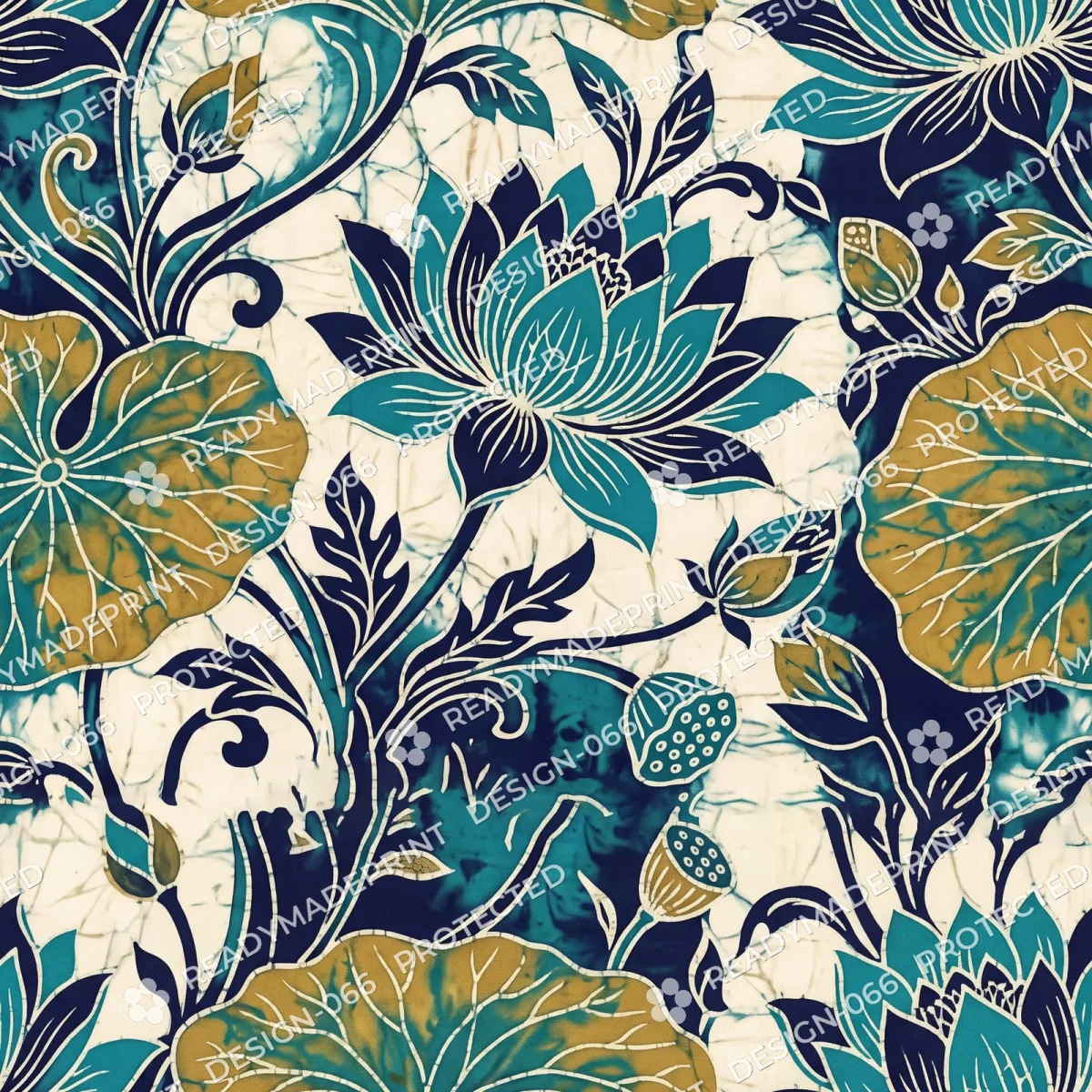 Teal Lotus Batik Botanical Jaal Teal Lotus Batik Botanical Jaal