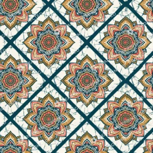 Indigo Tile Batik Medallion Grid
