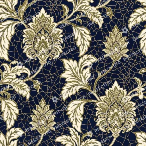 Midnight Navy Batik Damask Jaal