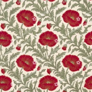 Madder Red Block Print Leaf Jaal