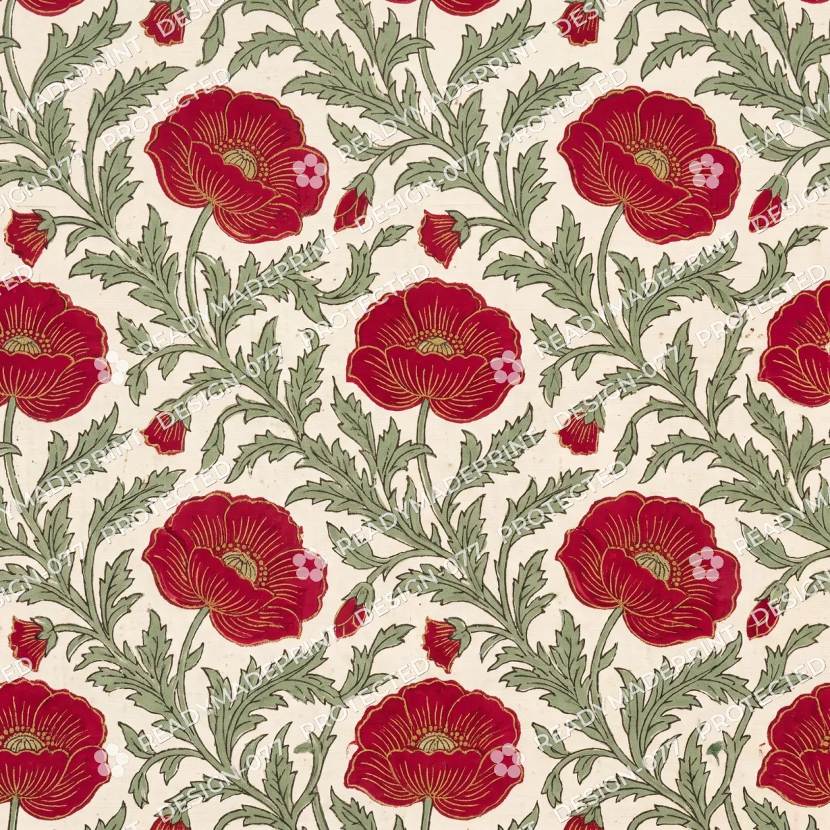 Madder Red Block Print Leaf Jaal Madder Red Block Print Leaf Jaal