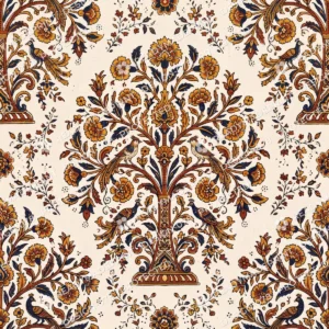 Indigo Block Print Tree of Life Jaal