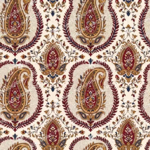 Maroon Block Print Paisley Jaal