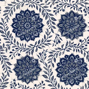 Indigo Dabu Medallion Jaal