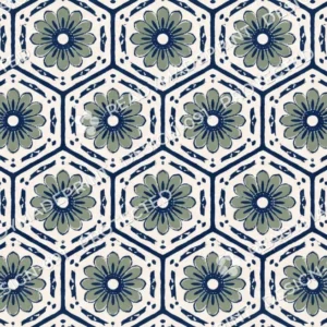 Indigo Dabu Rosette Jaal