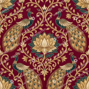 Maroon Gota Patti Peacock Jaal